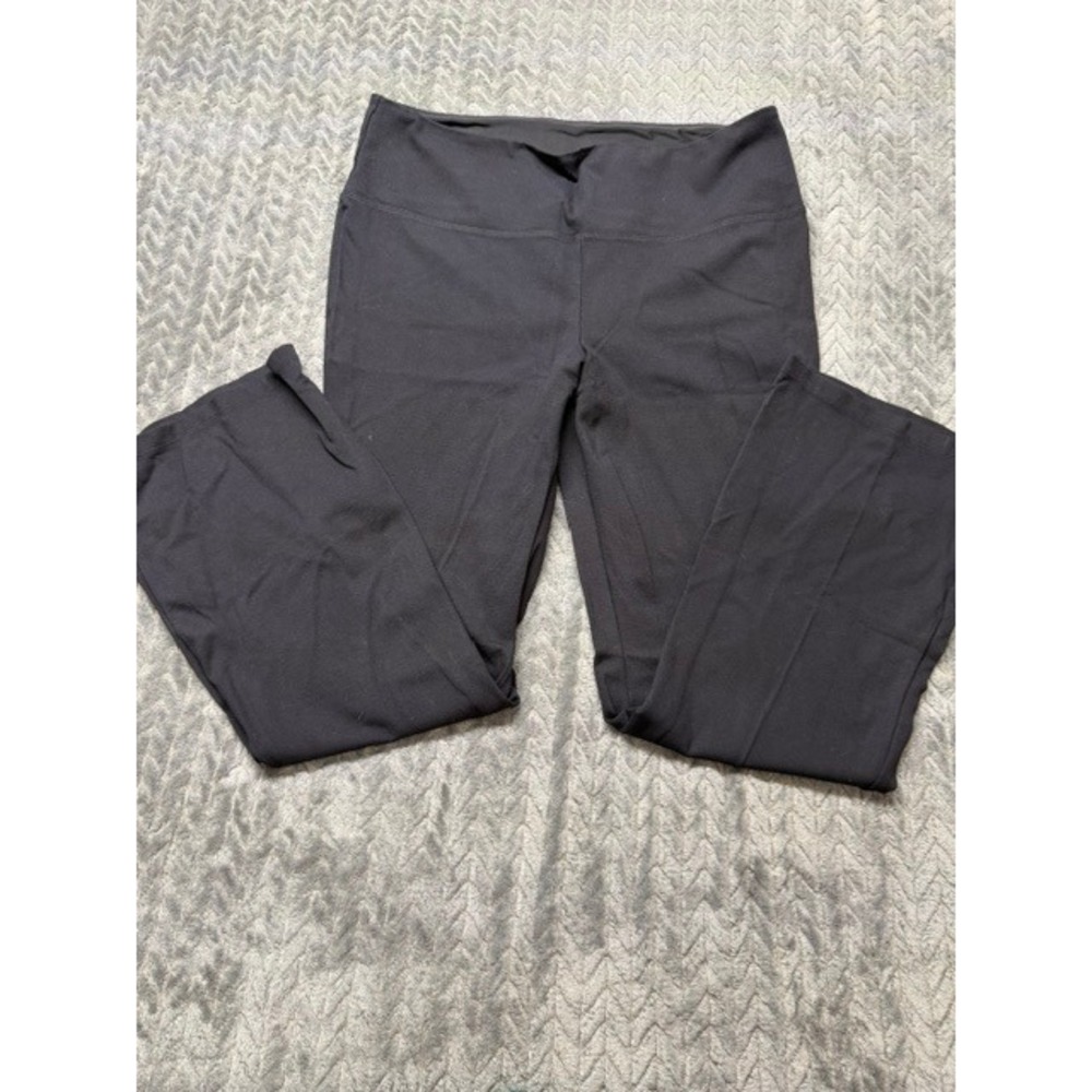 Liz Claiborne Weekend Womens XL Black Flare Leg Yoga Pants Stretch Knit 0653